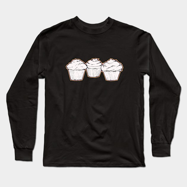 3 Cupcakes Long Sleeve T-Shirt by saitken